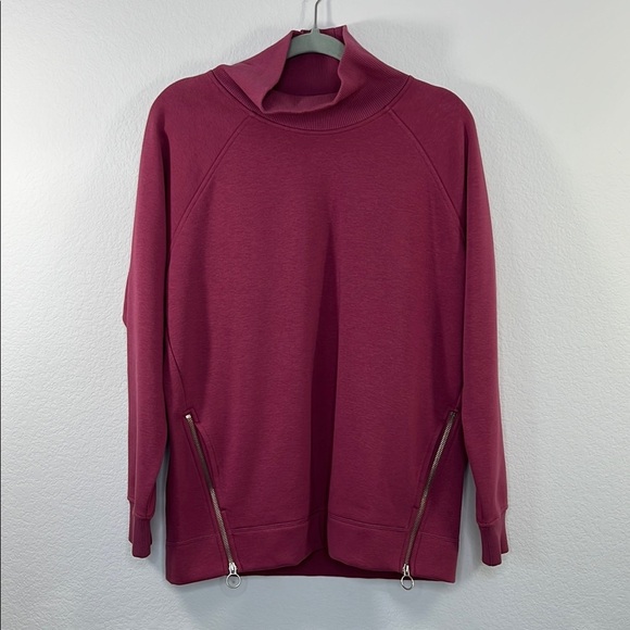 Athleta Cozy Karma Side Zip Funnel Neck Victorian Berry size Medium‎ - Picture 2 of 11